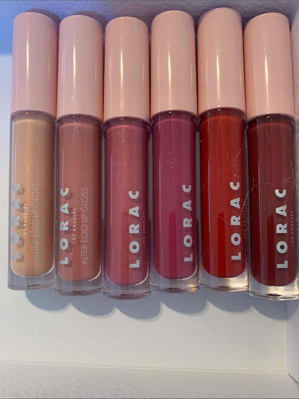 LORAC Lip Gloss Set – Nude, Mauve, Pink, Berry, Red, Deep Burgundy